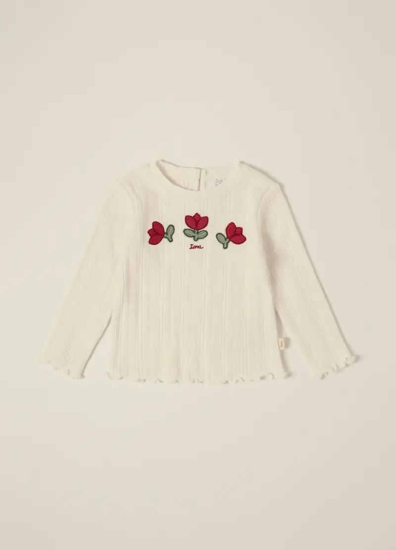 Maglia Bianca A Maniche Lunghe Per Neonata, Bianco sporco miniatura 2