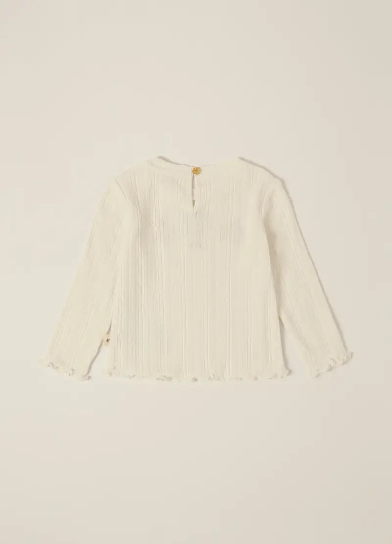 Maglia Bianca A Maniche Lunghe Per Neonata, Bianco sporco miniatura 3