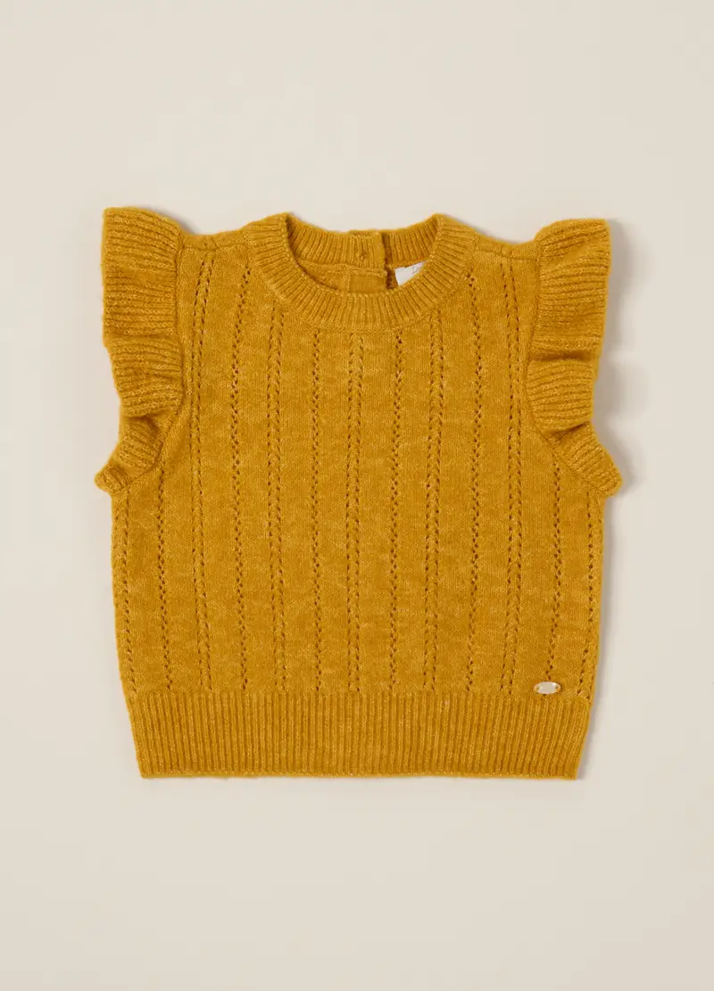 Maglia Gialla Per Bambina In Tessuto Elasticizzato, Neonata, Giallo senape miniatura 2