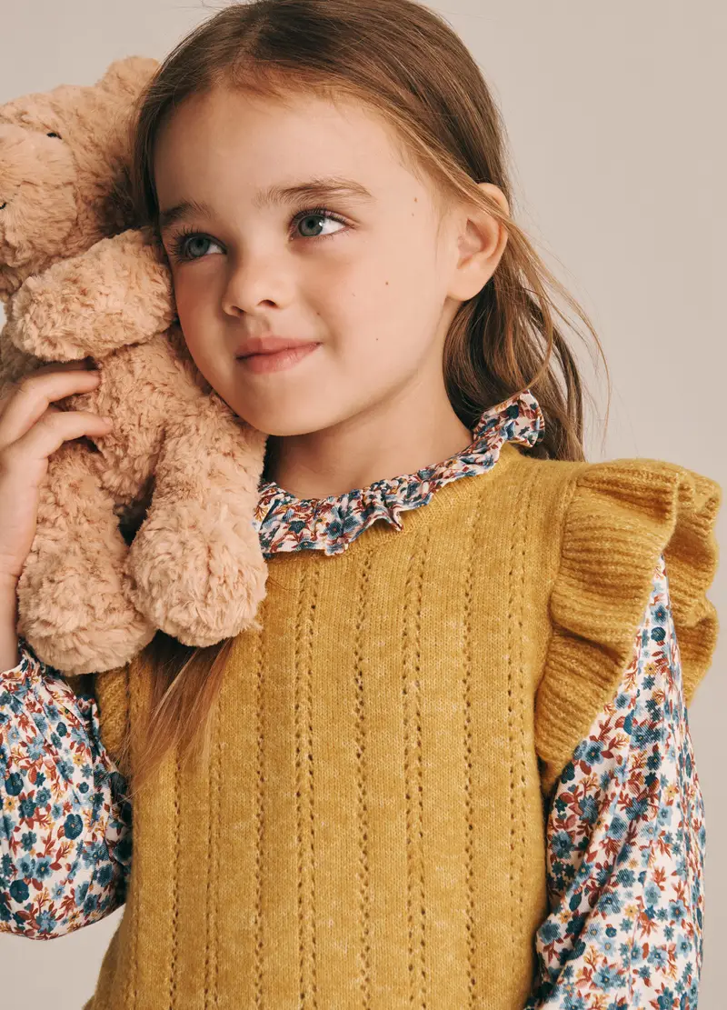 Maglia Gialla Per Bambina In Tessuto Elasticizzato, Neonata, Giallo senape