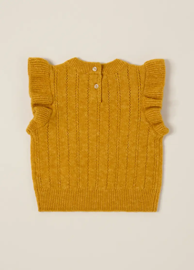 Maglia Gialla Per Bambina In Tessuto Elasticizzato, Neonata, Giallo senape miniatura 3