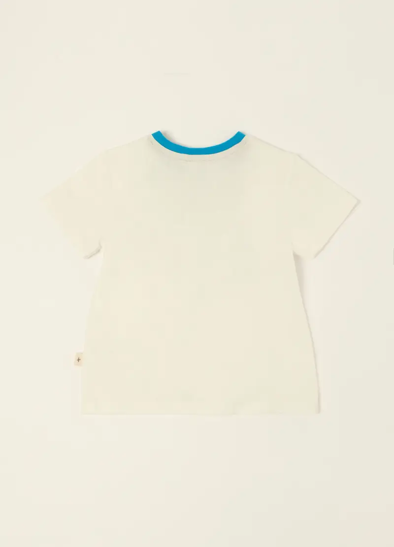 Maglietta Bianca A Maniche Corte In Cotone Organico, Neonato, Beige miniatura 2