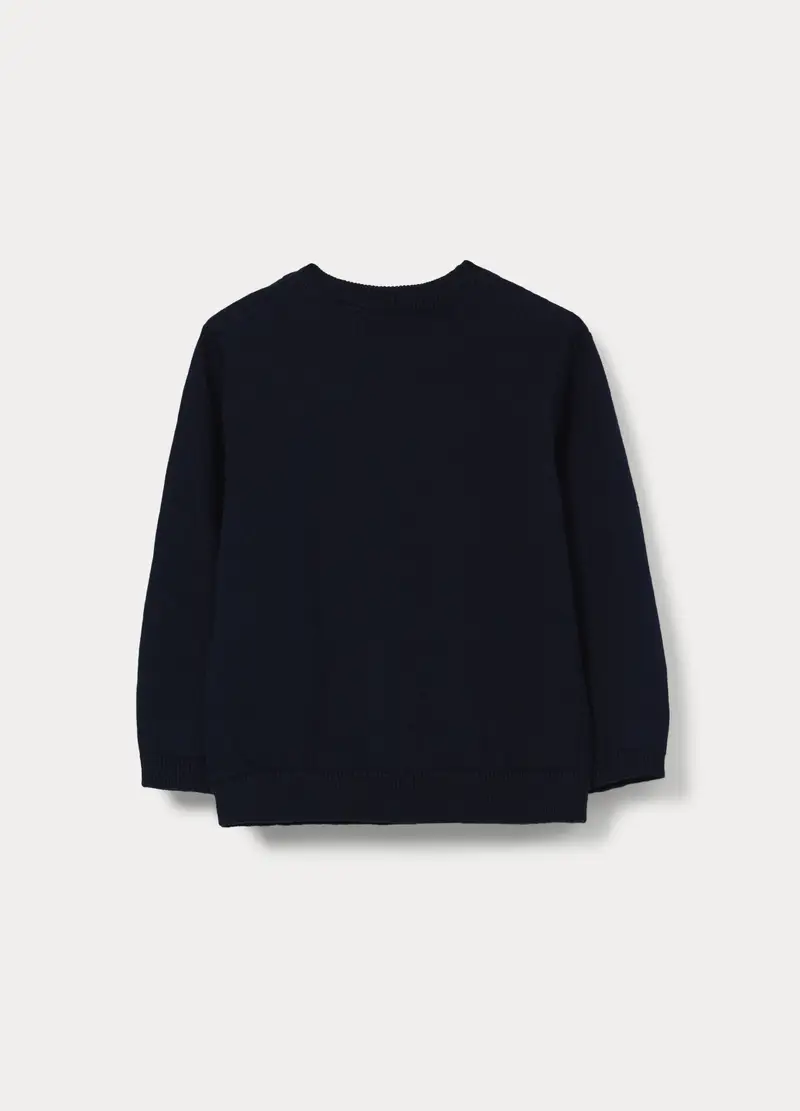 Maglioncino In Cotone Rasato Bimbo, Bambino, Blu scuro miniatura 2