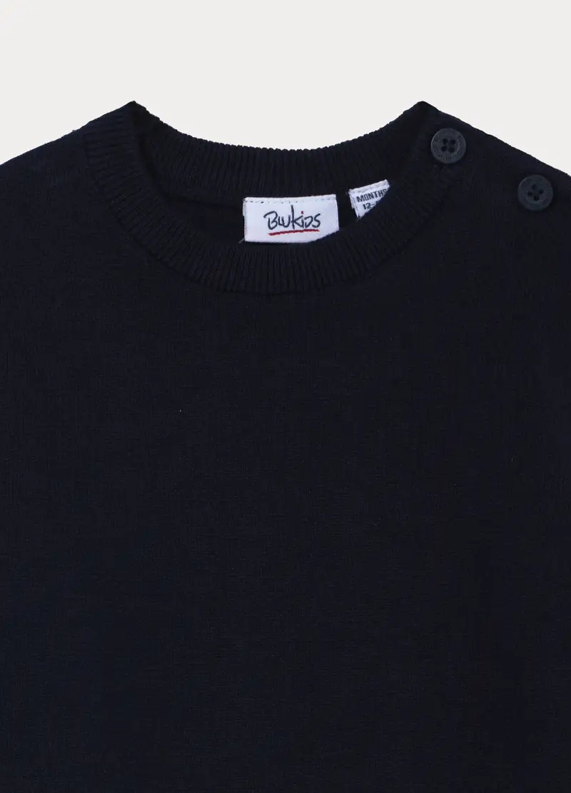 Maglioncino In Cotone Rasato Bimbo, Bambino, Blu scuro miniatura 3