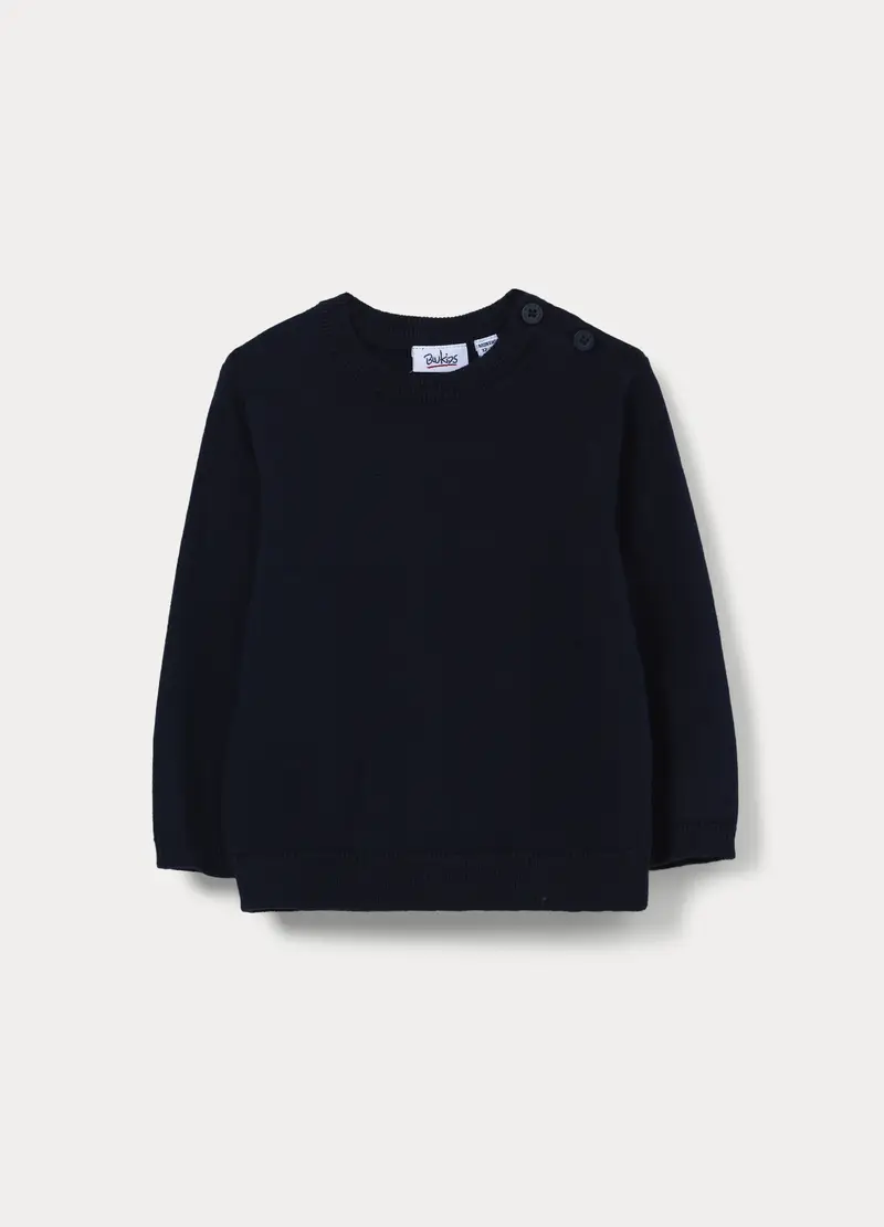 Maglioncino In Cotone Rasato Bimbo, Bambino, Blu scuro
