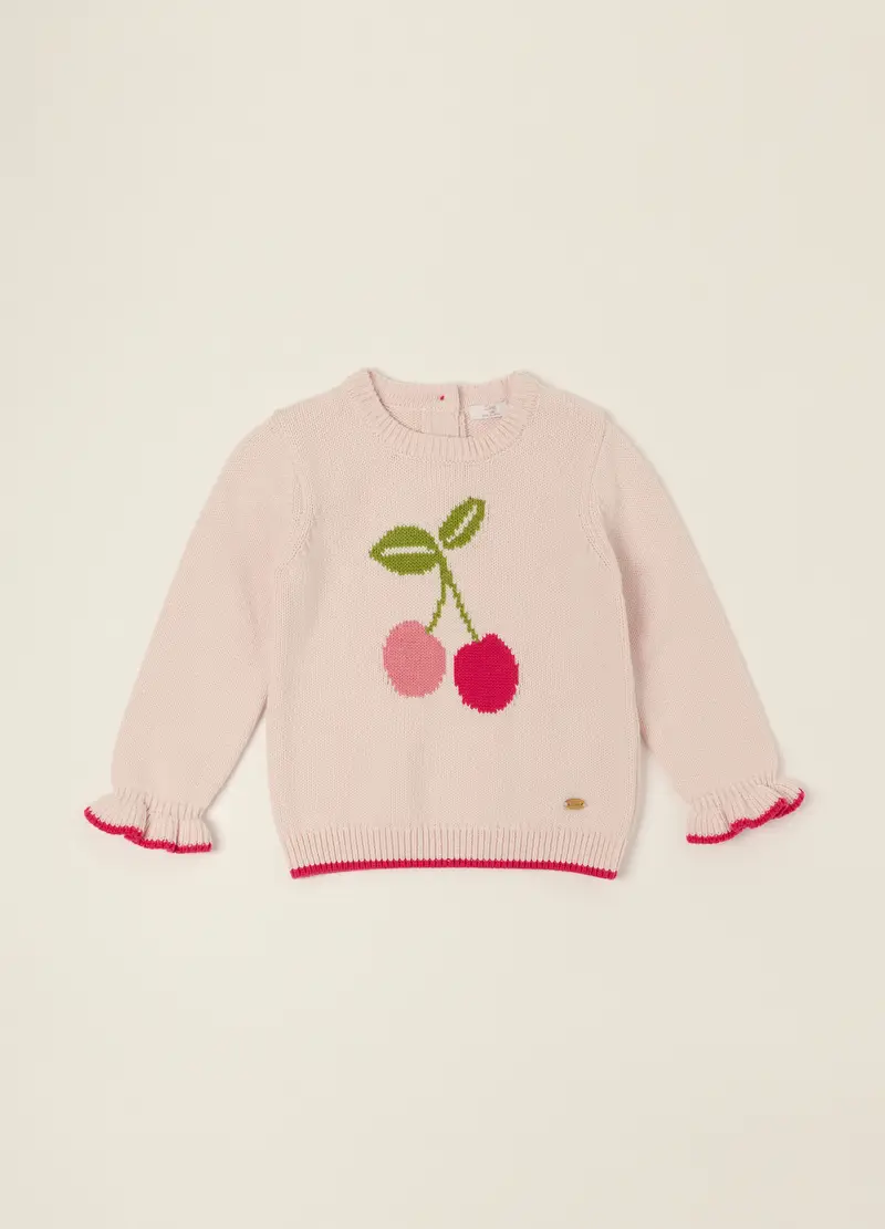 Maglioncino Jaquard In Puro Cotone Iana, Neonata, Rosa chiaro