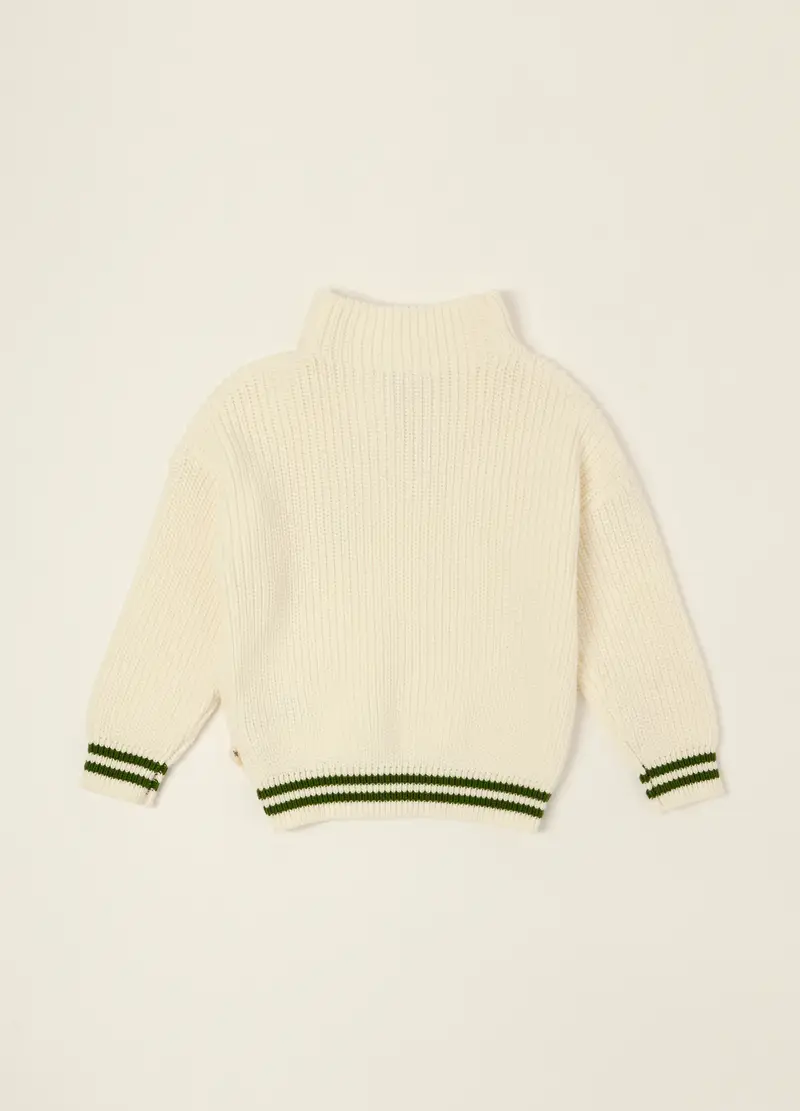 Maglioncino Tricot In Puro Cotone Iana, Neonato, Bianco/Verde miniatura 2