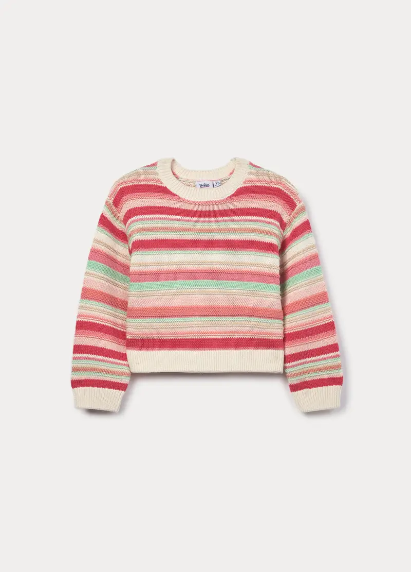 Maglioncino Tricot Misto Cotone Bambina, Rosa scuro