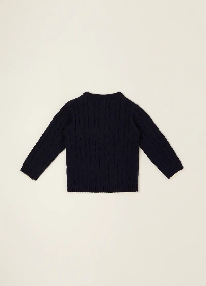 Maglione Blu In Puro Cotone Con Bottoni, Neonato, Nero miniatura 2