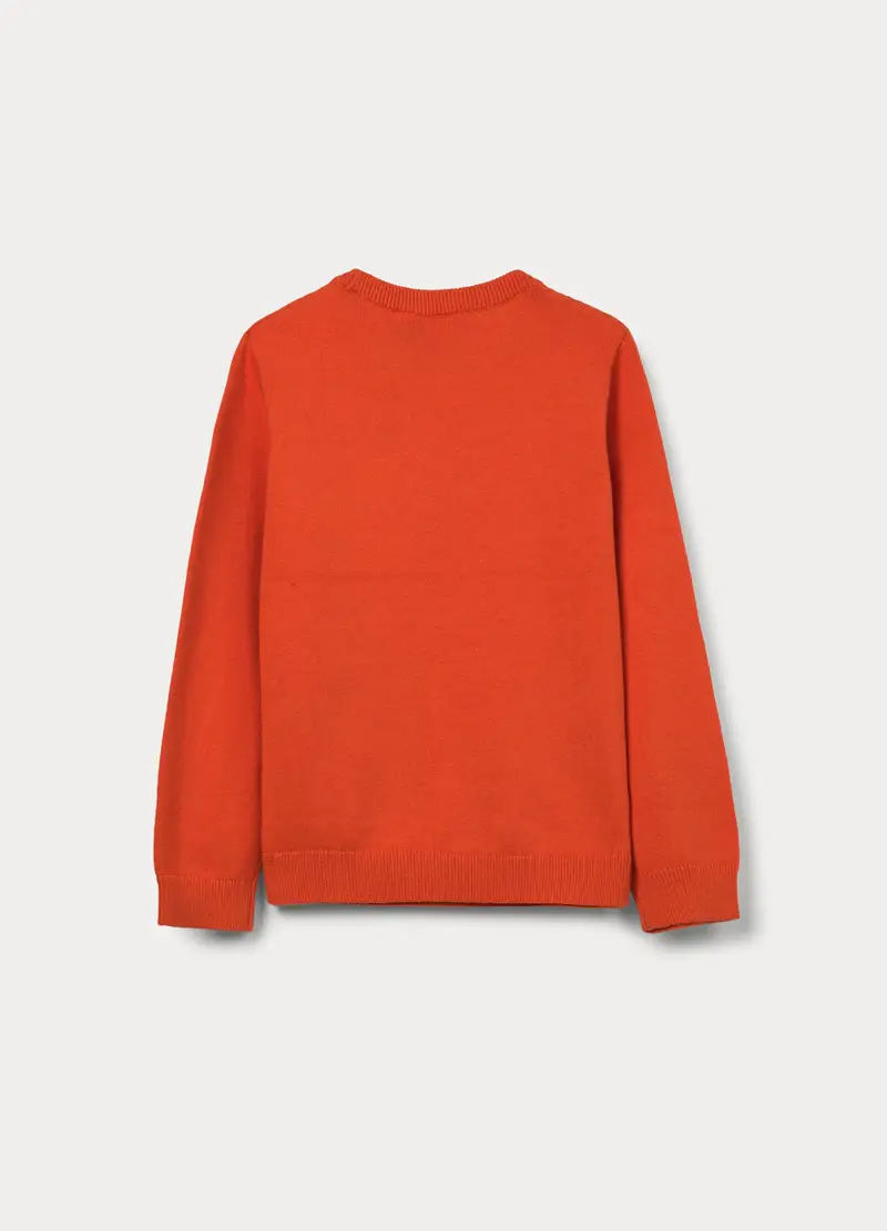Maglione Girocollo Tricot In Puro Cotone Bambino, Arancione tangerine miniatura 2