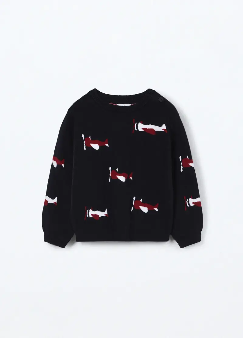 Maglione Tricot Misto Viscosa Neonato, Bambino, Blu scuro