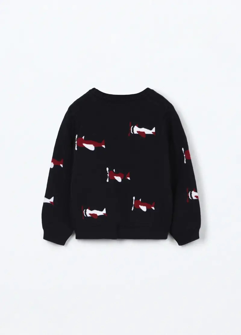 Maglione Tricot Misto Viscosa Neonato, Bambino, Blu scuro miniatura 2