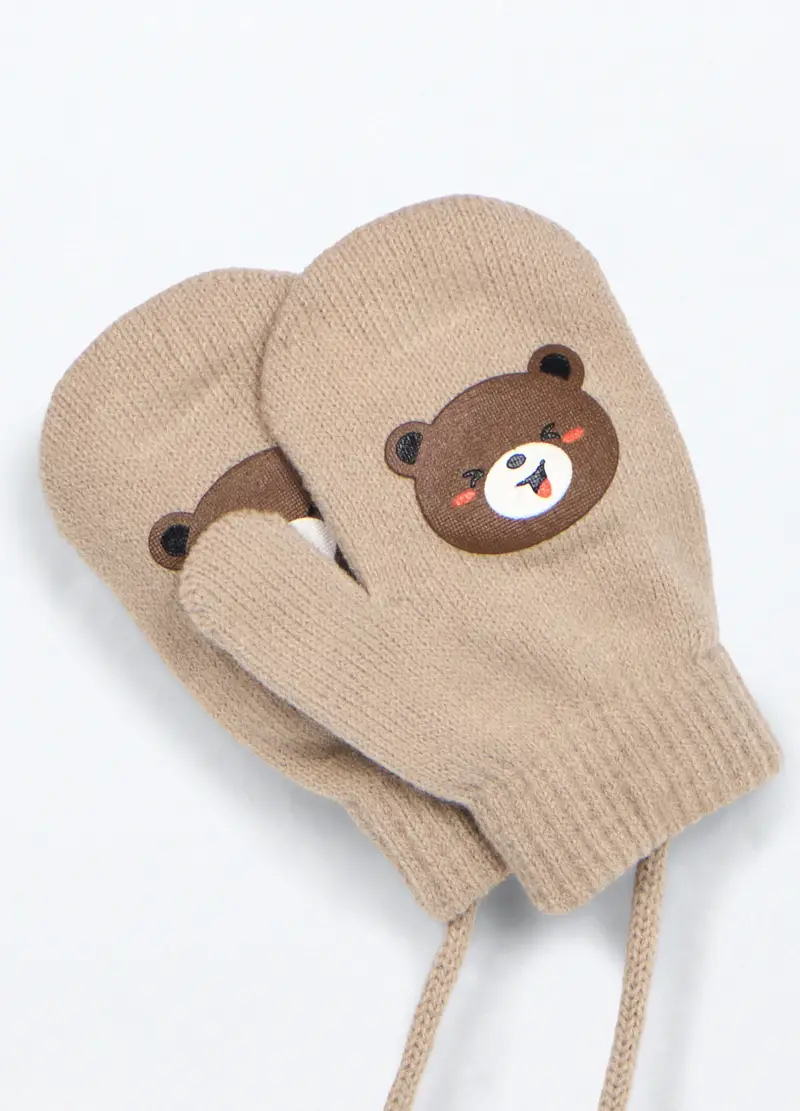 Manopole Tricot Con Stampa Neonato, Beige chiaro, .U miniatura 3