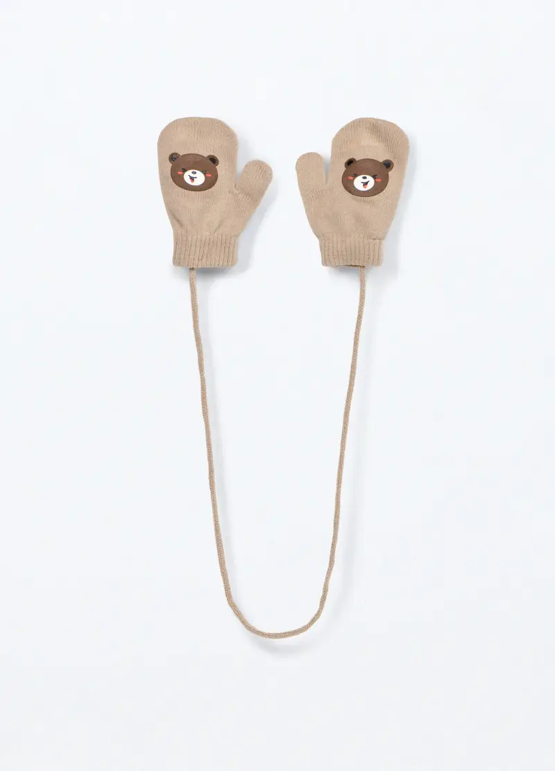 Manopole Tricot Con Stampa Neonato, Beige chiaro, .U