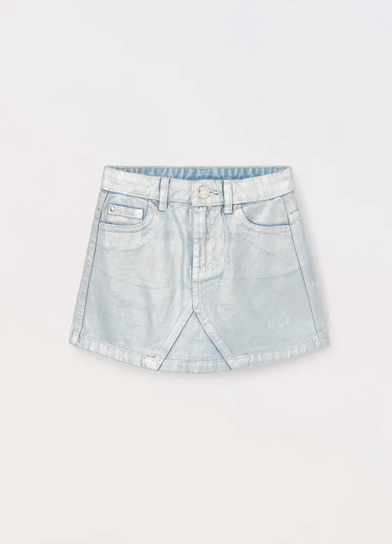 Blukids, Minigonna In Denim Di Puro Cotone Bambina, Azzurro acqua, Taglia: 3-4