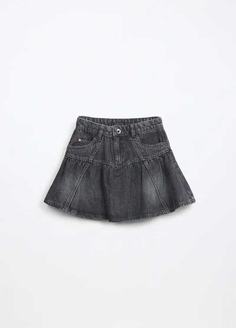 Blukids, Minigonna In Denim Misto Cotone Bambina, Nero, Taglia: 3-4