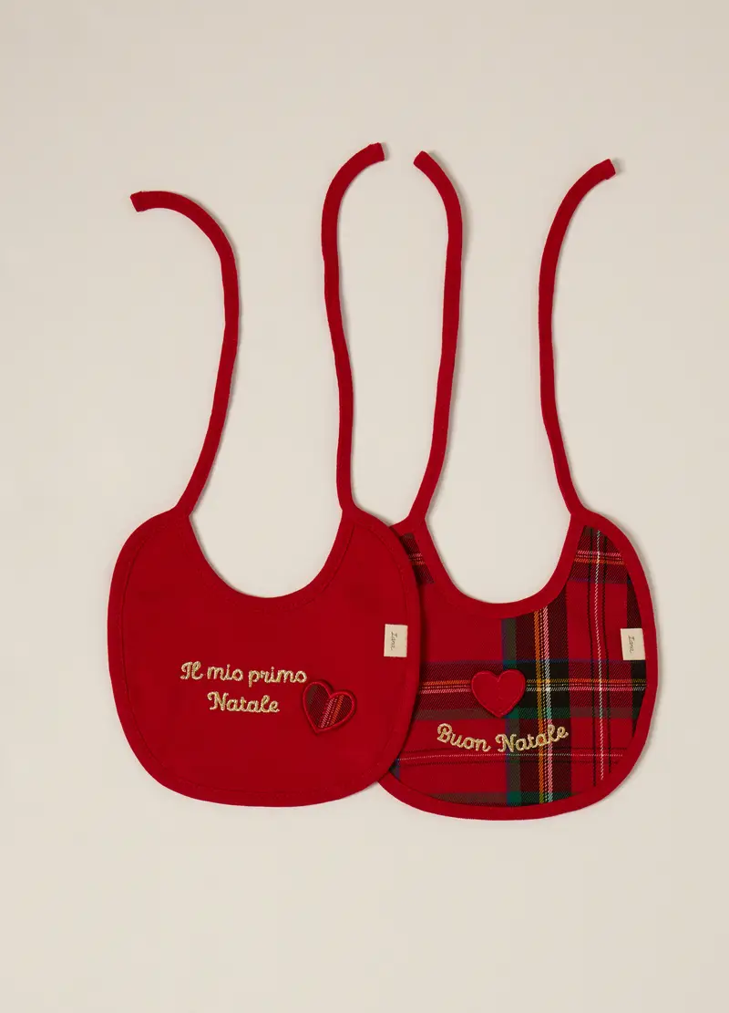 Pack 2 Bavaglini In Interlock Di Puro Cotone Iana Neonata, Rosso aragosta, .U