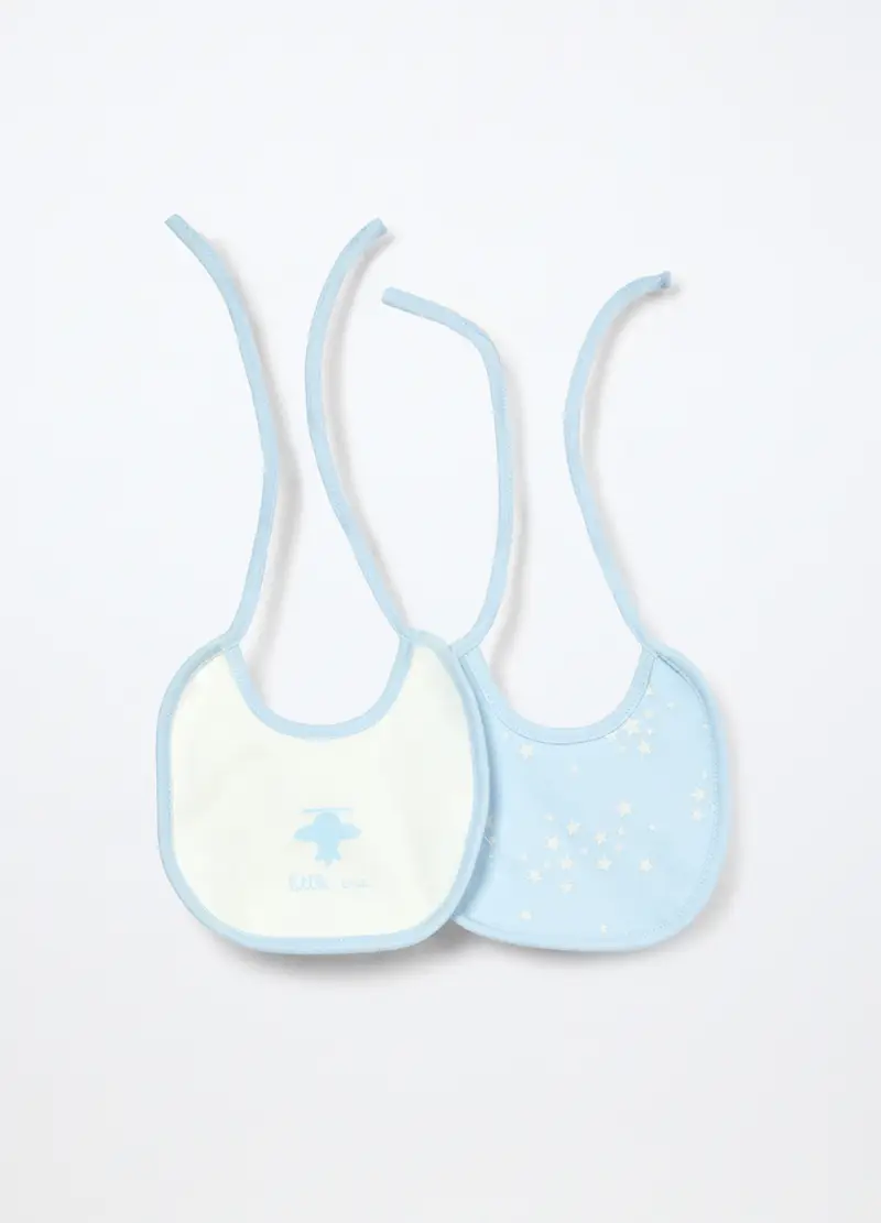 Blukids, Pack 2 Bavaglini In Interlock Di Puro Cotone, Neonata, Azzurro chiaro, Taglia: T.U.