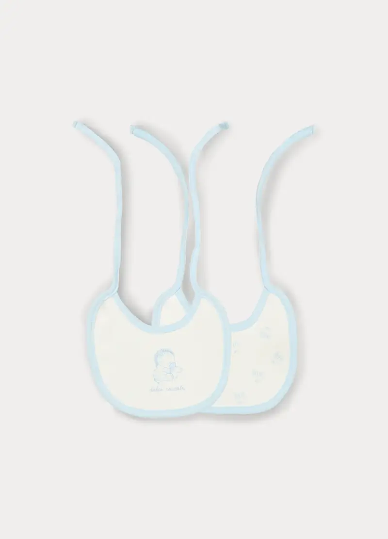 Pack 2 Bavaglini In Interlock Di Puro Cotone Neonata, Azzurro chiaro, U