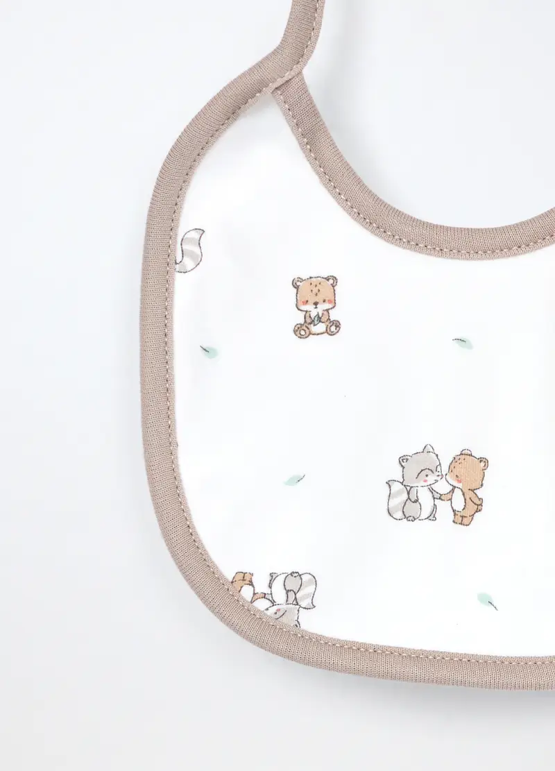 Pack 2 Bavaglini In Interlock Di Puro Cotone, Neonata, Bianco/Beige, U miniatura 3