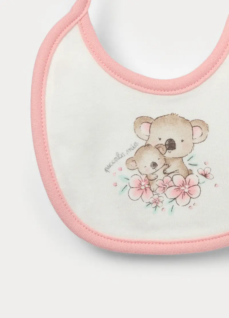 Pack 2 Bavaglini In Interlock Di Puro Cotone Neonata, Bianco/Rosa, U miniatura 2