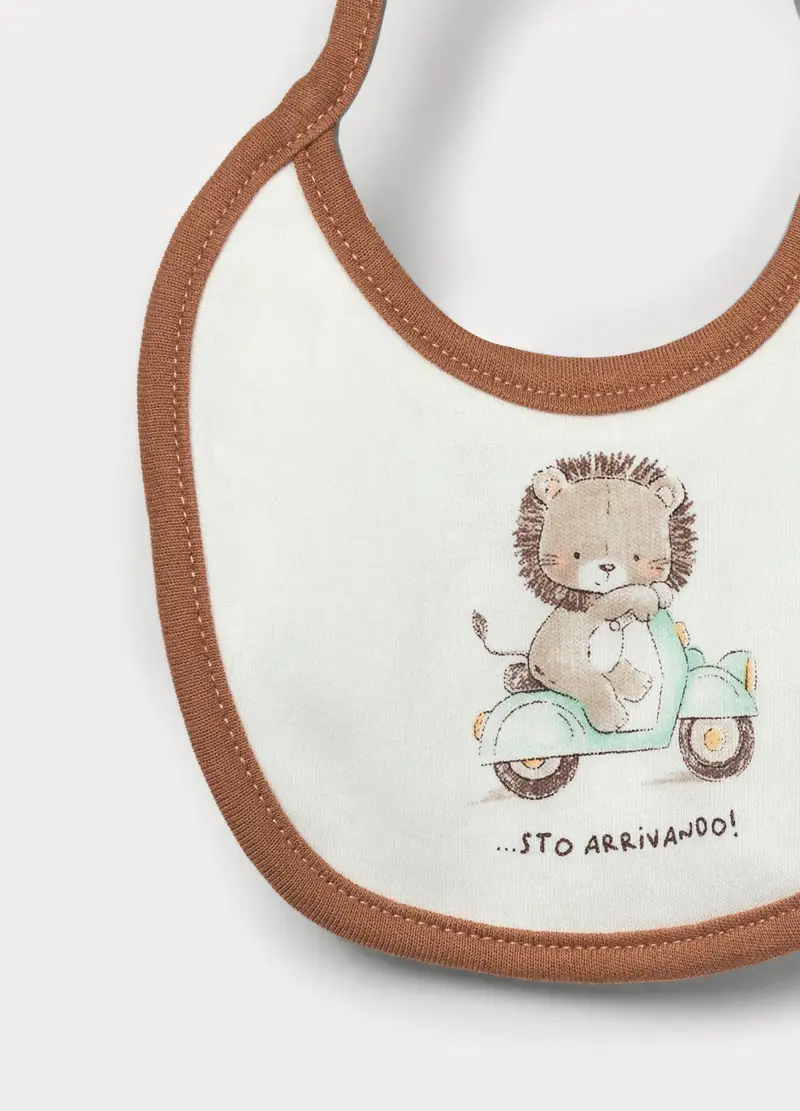 Pack 2 Bavaglini In Interlock Di Puro Cotone Neonata, Marrone cioccolato, U miniatura 2