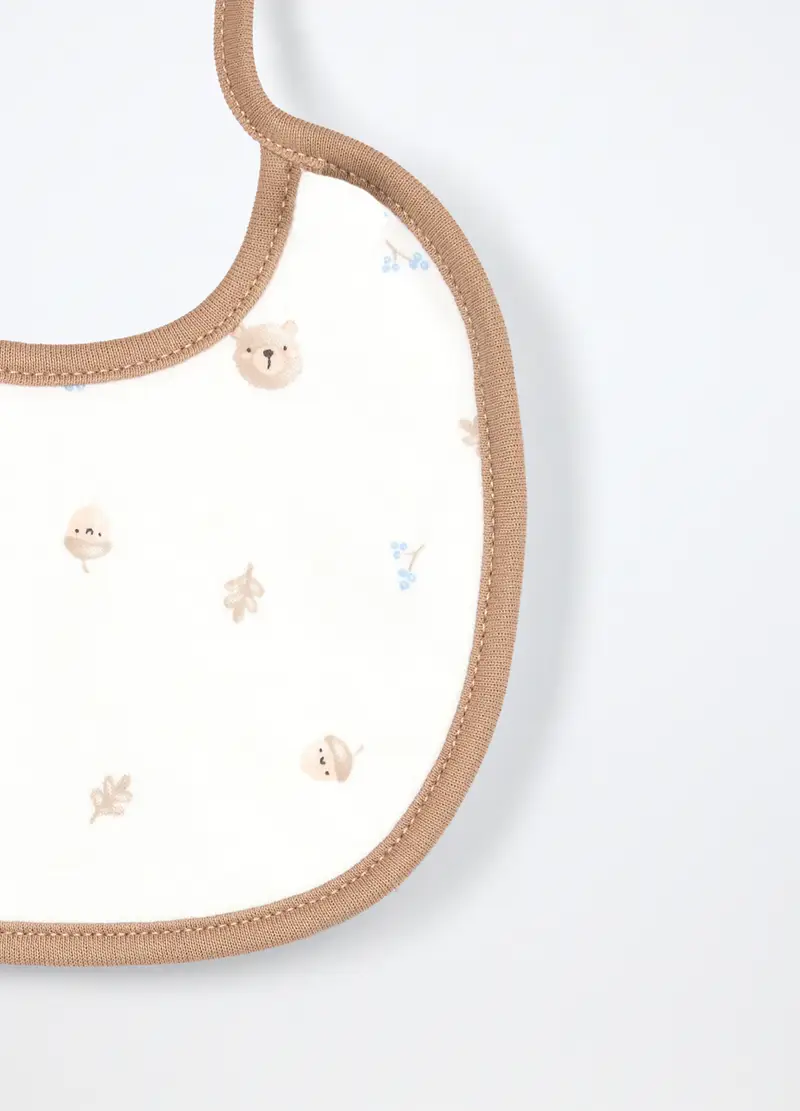 Pack 2 Bavaglini In Interlock Di Puro Cotone, Neonato, Bianco/Marrone, .U miniatura 3