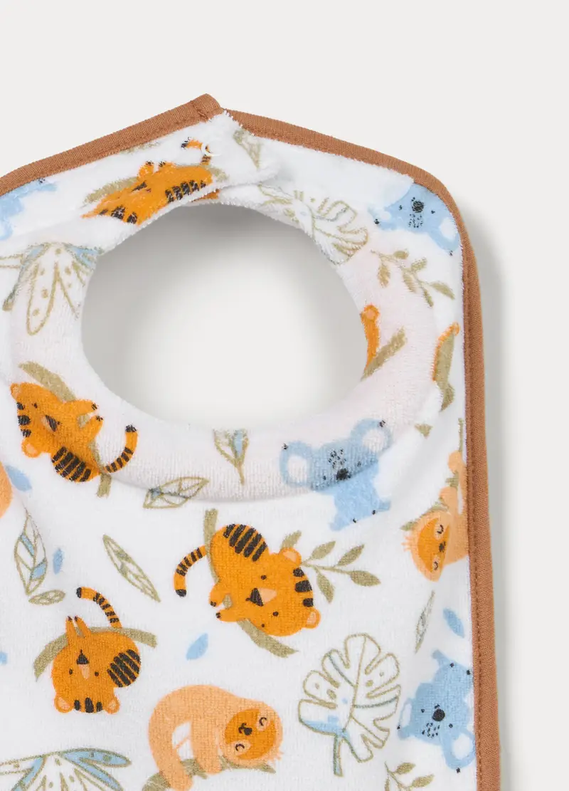 Pack 2 Bavaglini In Interlock Di Puro Cotone Neonato, Bianco, U miniatura 2