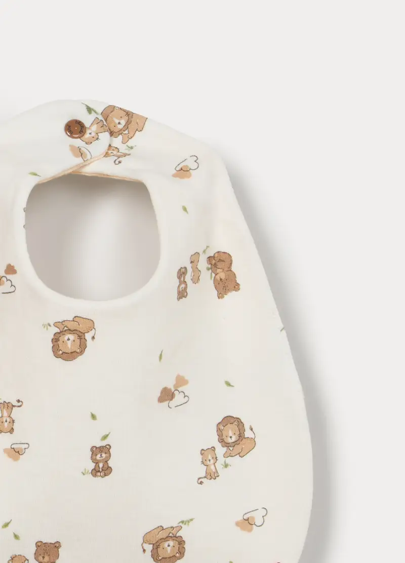 Pack 2 Bavaglini In Interlock Di Puro Cotone Neonato, Bianco, U miniatura 2