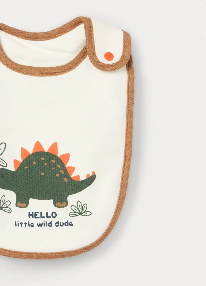 Pack 2 Bavaglini In Interlock Di Puro Cotone Neonato, Bianco/Verde, U miniatura 2