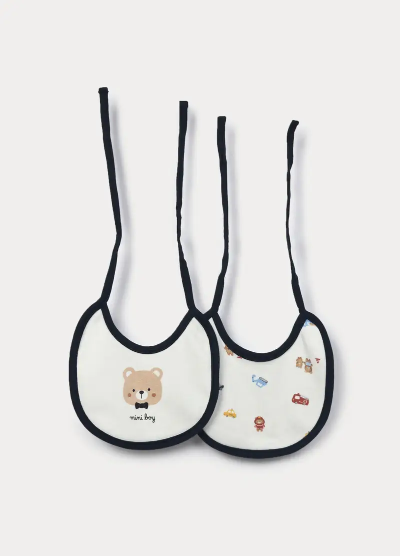 Pack 2 Bavaglini In Interlock Di Puro Cotone Neonato, Neonata, Blu navy, U