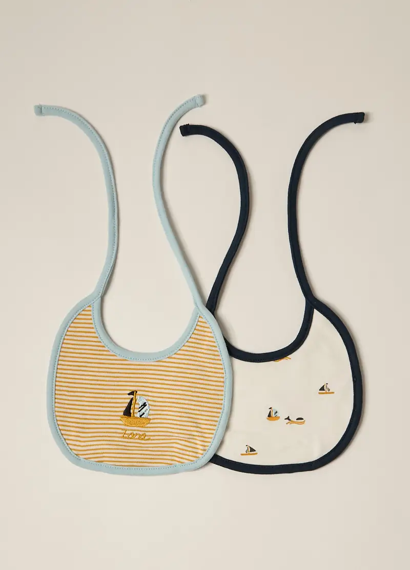 Blukids, Pack 2 Bavaglini In Puro Cotone Iana Neonato, Bianco, Taglia: T.U