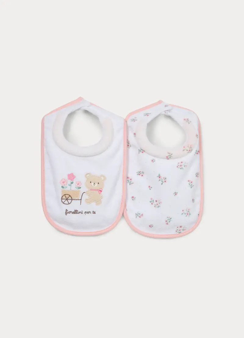 Pack 2 Bavaglini In Spugna Misto Cotone Neonata, Rosa chiaro, U