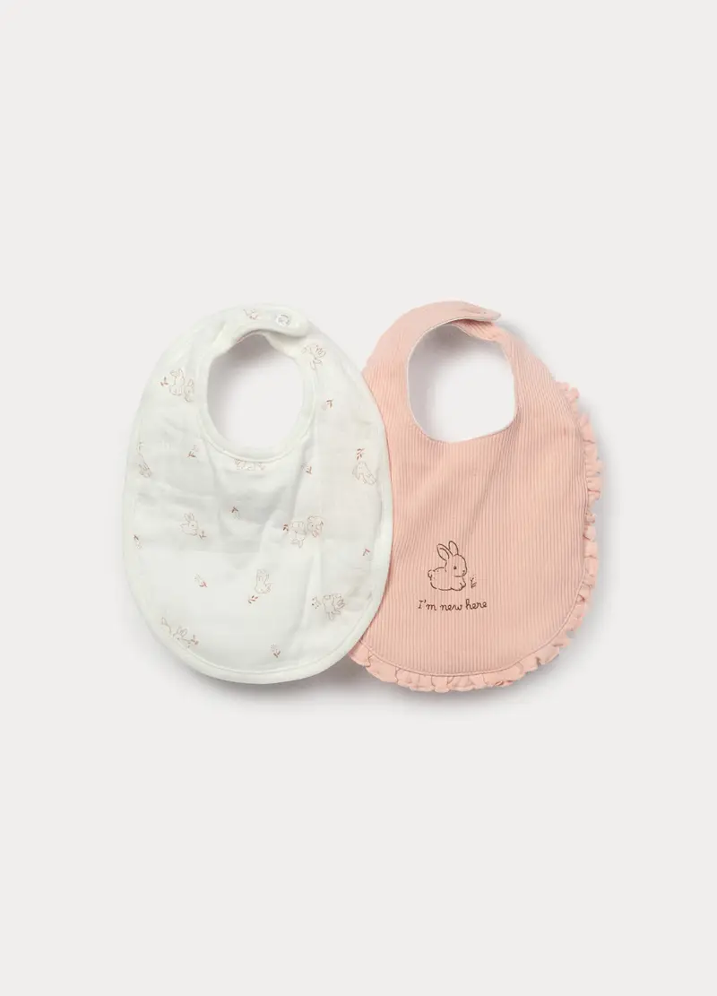 Pack 2 Bavaglini In Viscosa Di Bamboo Misto Cotone Neonata, Rosa pastello, U