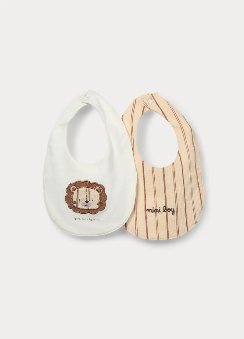 Pack 2 Bavaglini Misto Cotone Neonato, Beige chiaro, U