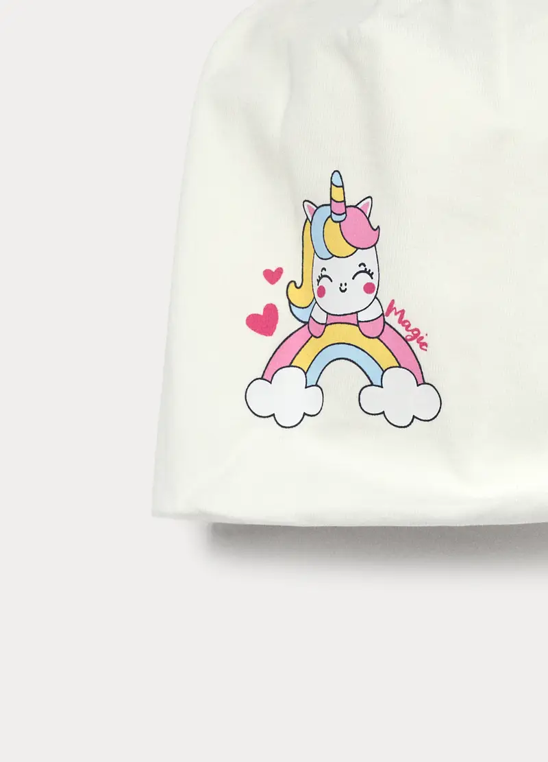 Pack 2 Berretti In Jersey Di Cotone Stretch, Neonata, Bianco/Rosa miniatura 3