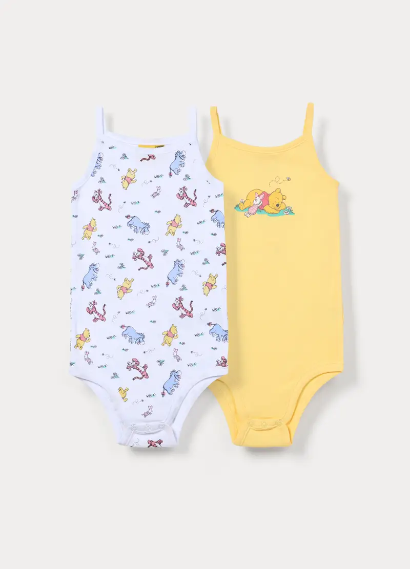 Pack 2 Body Disney In Costina Di Puro Cotone, Neonata, Bianco