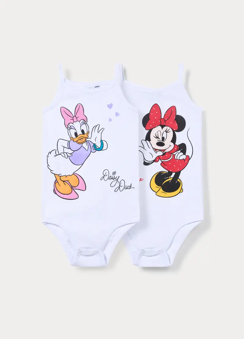 Pack 2 Body Disney In Costina Di Puro Cotone, Neonata, Bianco