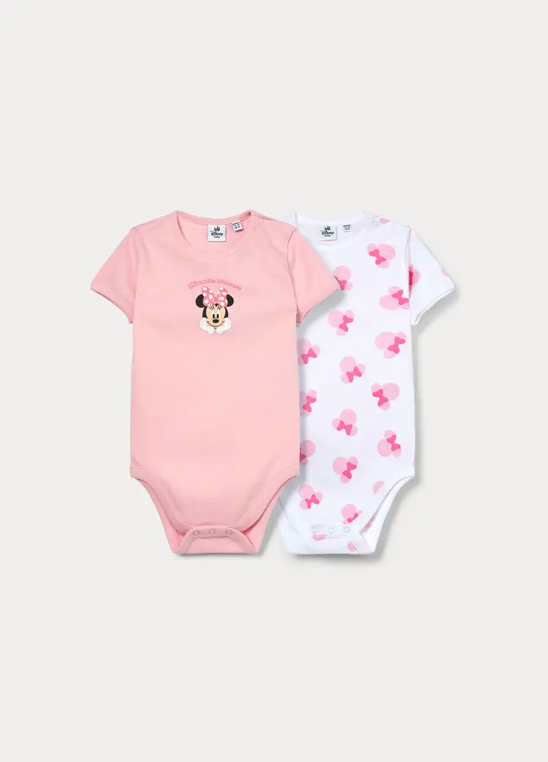 Pack 2 Body Disney In Costina Di Puro Cotone, Neonata, Rosa pastello