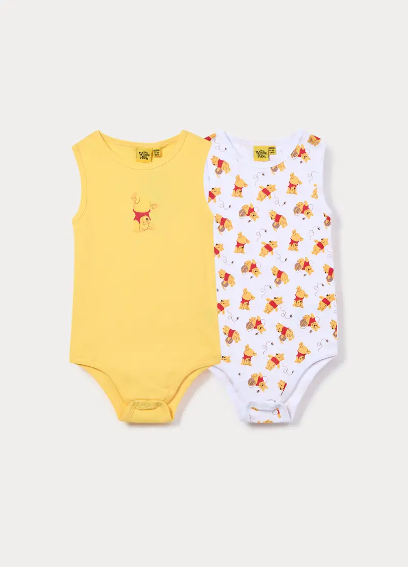 Pack 2 Body Disney In Costina Di Puro Cotone, Neonato, Giallo miele