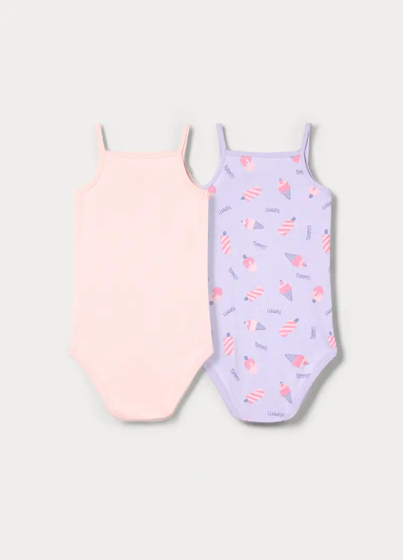 Pack 2 Body In Costina Di Puro Cotone, Neonata, Bianco/Viola miniatura 2