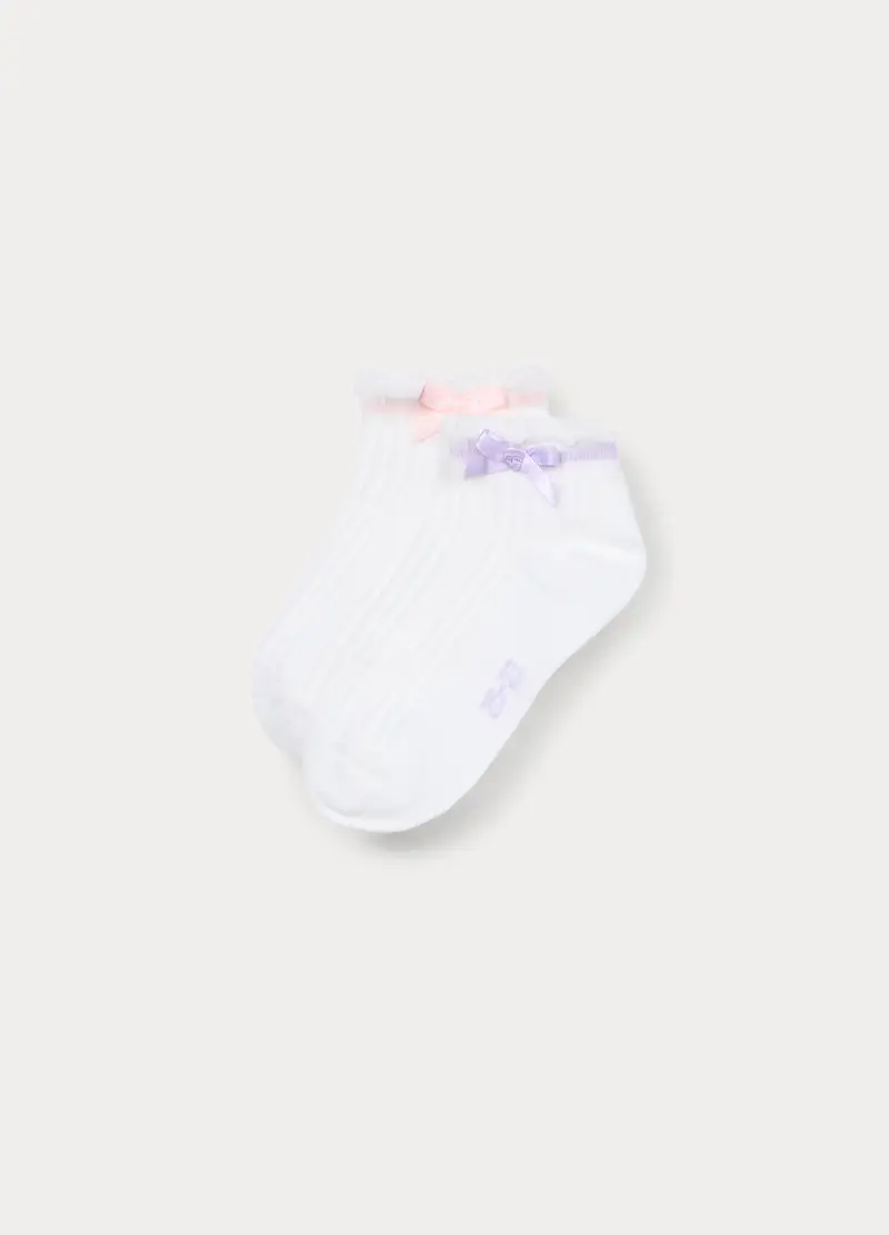 Pack 2 Calze Corte Misto Cotone, Bambina, Bianco