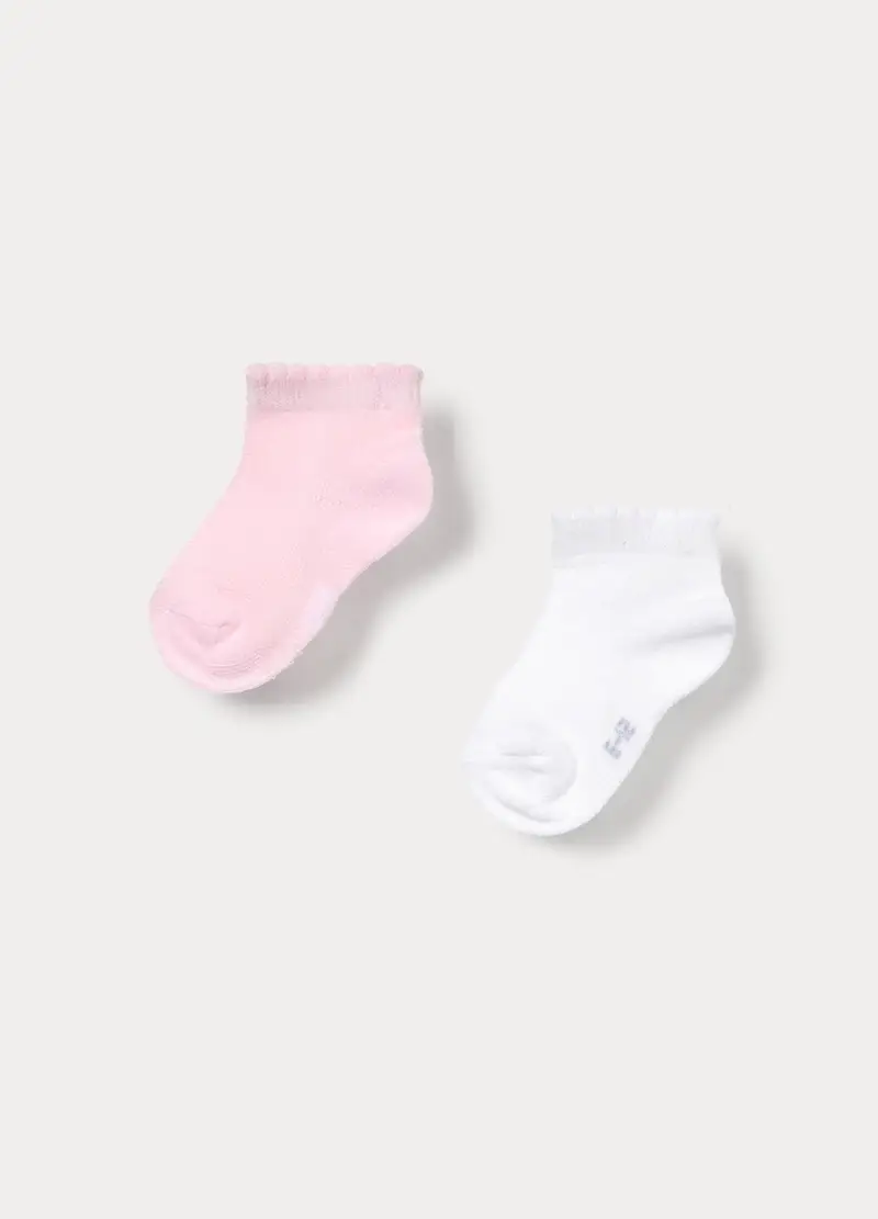 Pack 2 Calze In Cotone Stretch, Neonata, Rosa chiaro