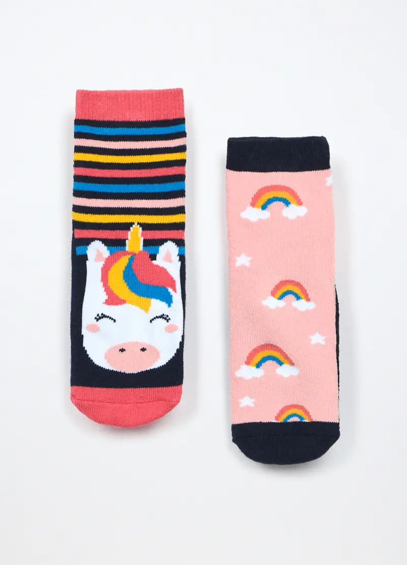 Pack 2 Calzini Antiscivolo In Spugna Di Misto Cotone Bambina, Rosa chiaro miniatura 2