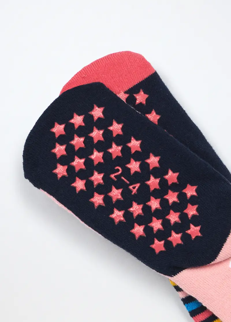 Pack 2 Calzini Antiscivolo In Spugna Di Misto Cotone Bambina, Rosa chiaro miniatura 3