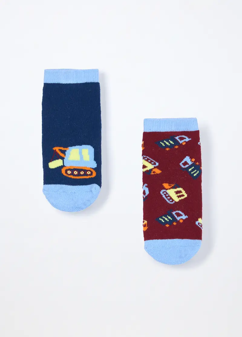 Pack 2 Calzini Antiscivolo In Spugna Misto Cotone, Neonato, Blu Bluette miniatura 2