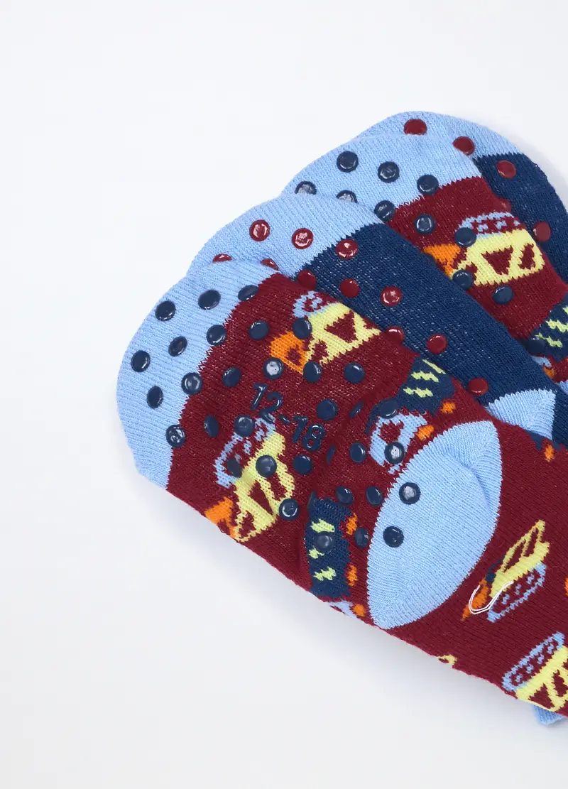 Pack 2 Calzini Antiscivolo In Spugna Misto Cotone, Neonato, Blu Bluette miniatura 3