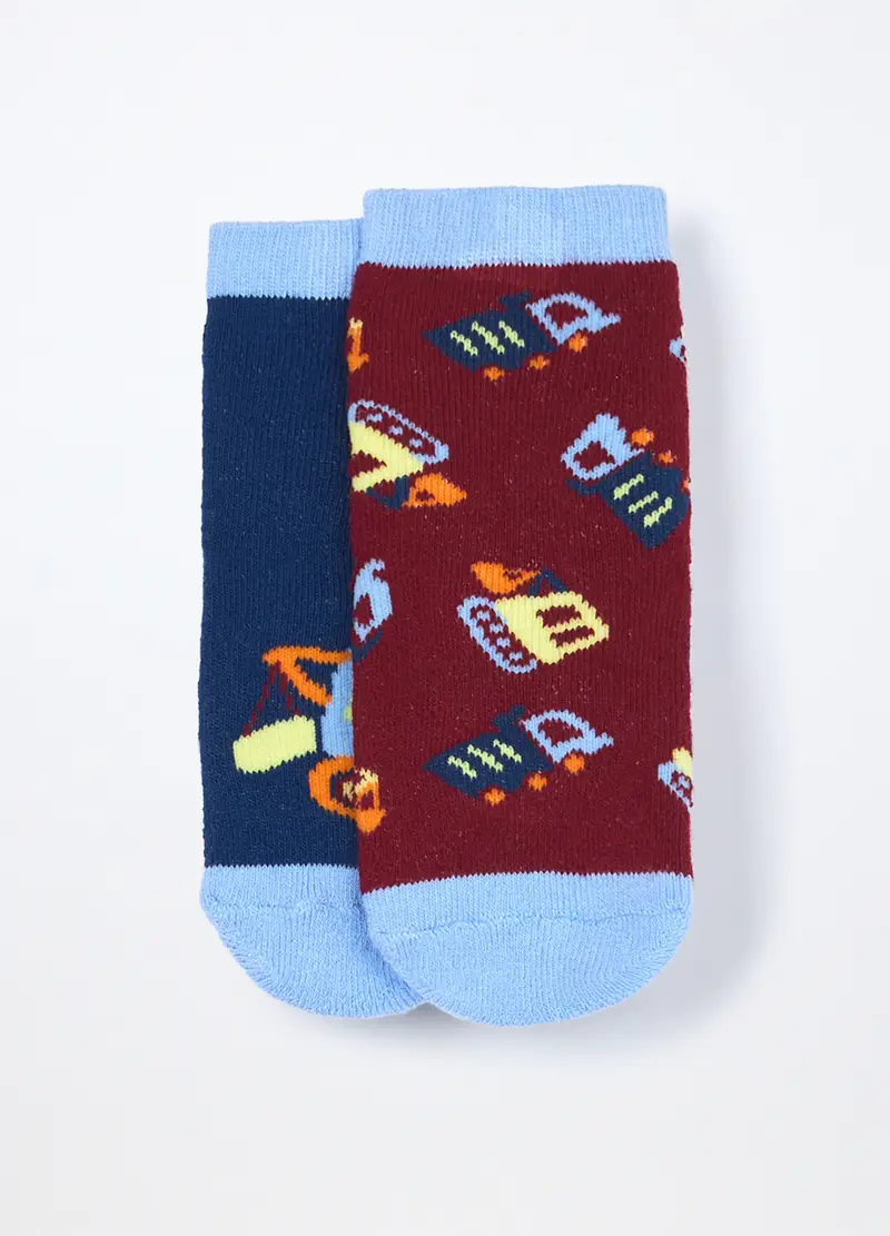 Pack 2 Calzini Antiscivolo In Spugna Misto Cotone, Neonato, Blu Bluette