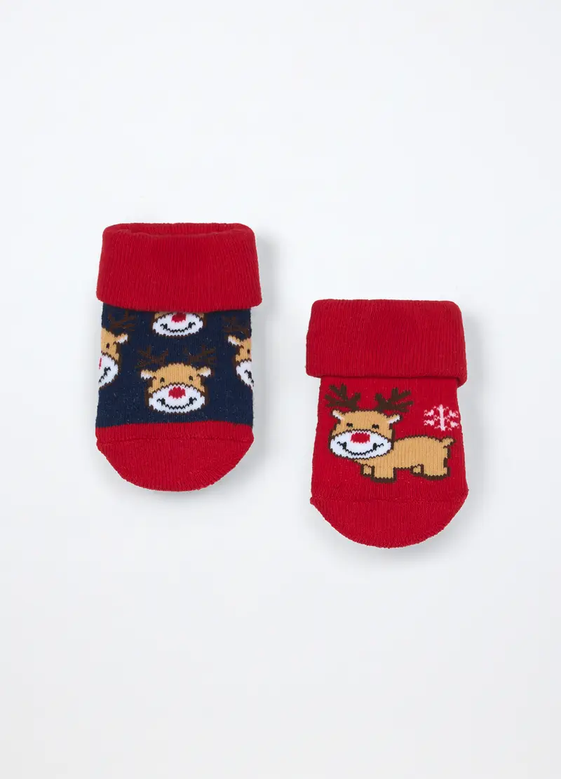 Pack 2 Calzini Antiscivolo In Spugna Misto Cotone, Unisex, Blu scuro miniatura 2