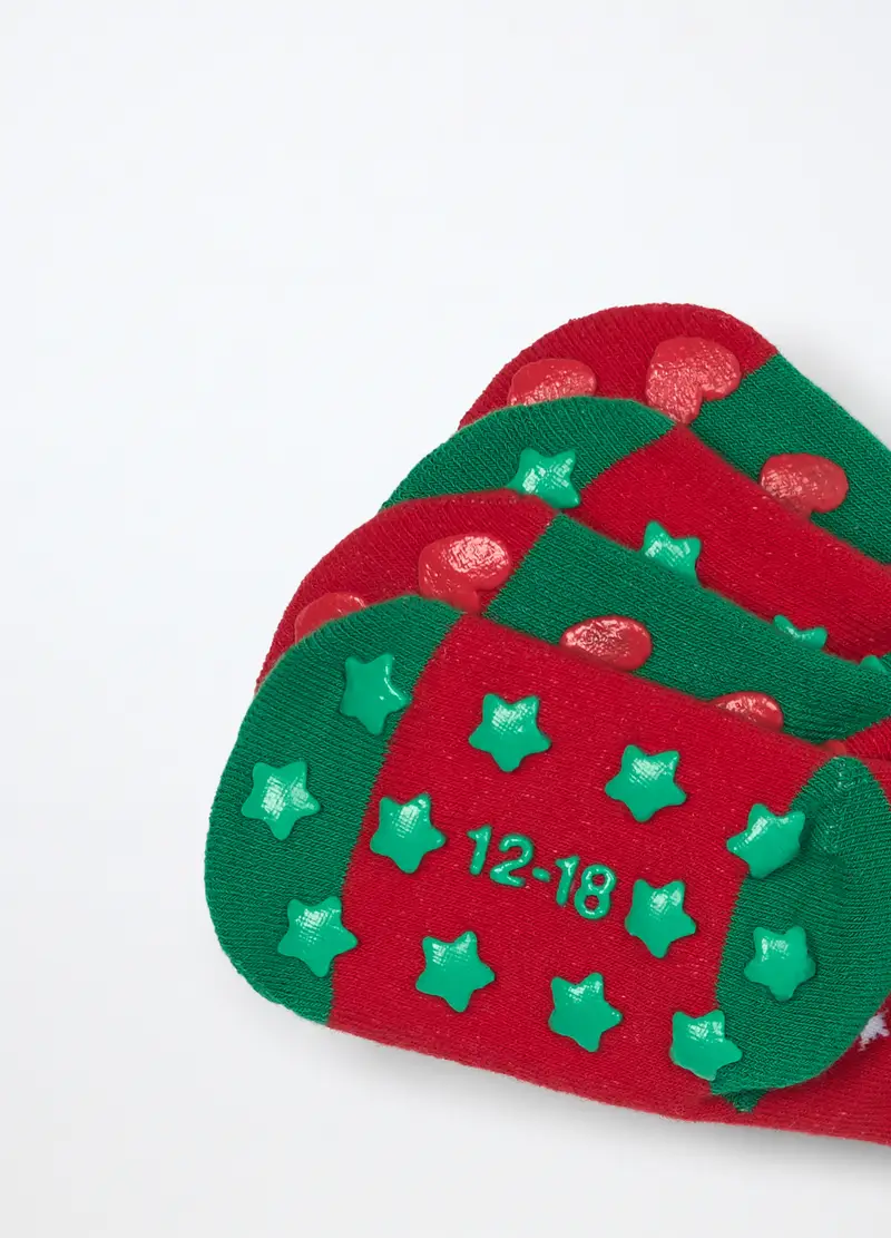 Pack 2 Calzini Antiscivolo In Spugna Misto Cotone, Unisex, Rosso aragosta miniatura 3